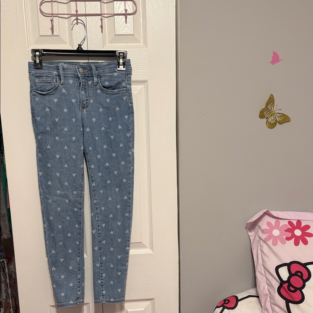 GAP Factory Light Blue Heart Print Kids Jeans